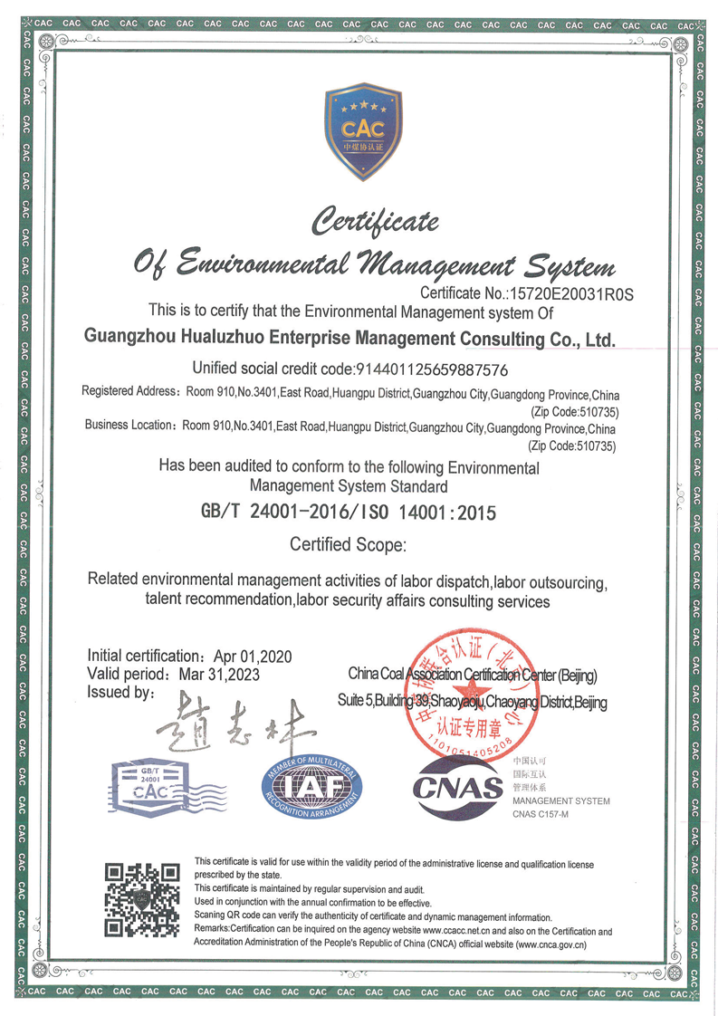 环境管理体系ISO 14001认证英文